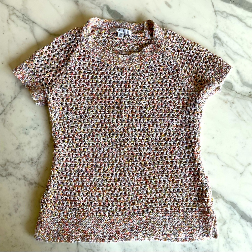 CAbi Multicolored Knit Short Sleeves Top XS
